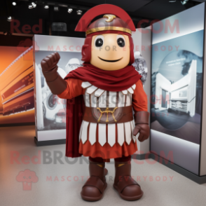 Maroon Roman Soldier mascot costume character dressed with a Wrap Dress and Earrings