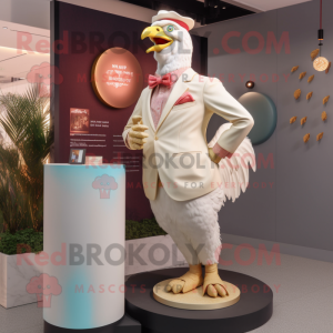 Cream Rooster maskot drakt...