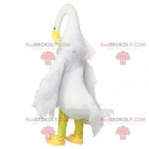Mascote de cisne, fantasia de pássaro, grande pássaro branco -