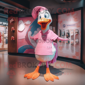 Pink Goose maskot kostume...