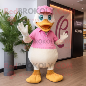 Pink Goose maskot kostume...