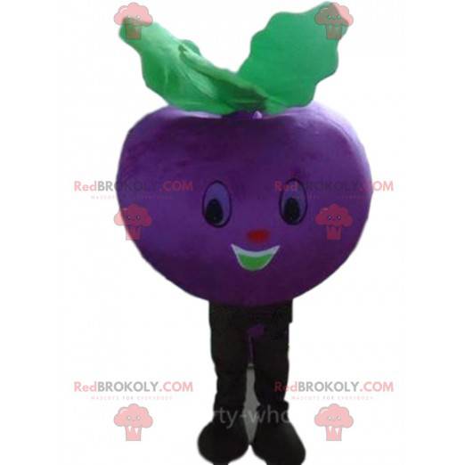 Mascota de la remolacha, traje de nabo, vegetal morado -