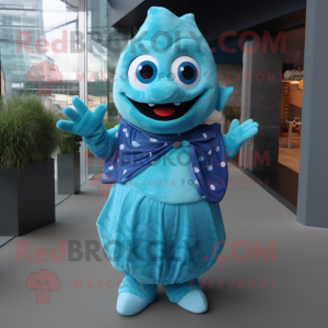 Cyan Cod maskot kostume...