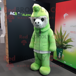 Lime Green Alpaca mascotte...