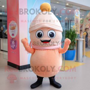 Peach Ice Cream mascot costume character dressed with a Turtleneck and Caps