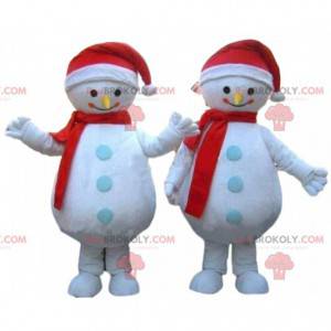 2 mascottes de bonshommes de neige, costume d'hiver -