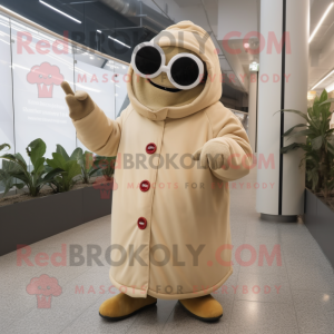Beige Pepper mascot costume character dressed with a Parka and Sunglasses
