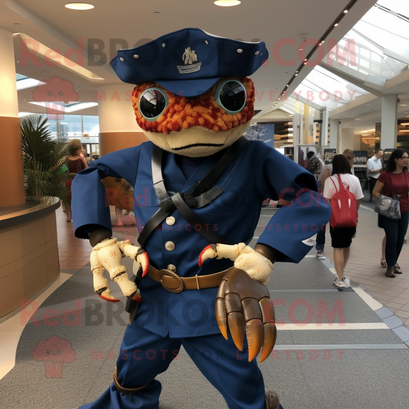 Navy Crab mascot costume character dressed with a Dress Shirt and Wraps Navy Crab mascot costume character dressed with a Dress Shirt and Wraps