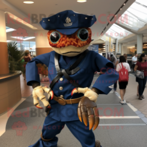 Navy Crab mascot costume character dressed with a Dress Shirt and Wraps