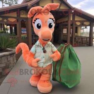 Peach Seahorse maskot drakt...