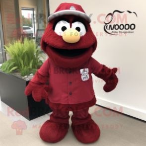 Maroon Doctor mascot costume character dressed with a Polo Shirt and Wraps