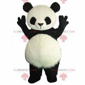 Gigantisk panda maskot, gigantisk svart og hvit bjørnedrakt -