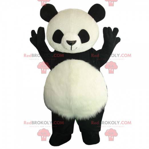 Mascotte de panda géant, costume d'ours noir et blanc géant -