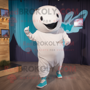 White Whale mascot costume character dressed with a Joggers and Hairpins