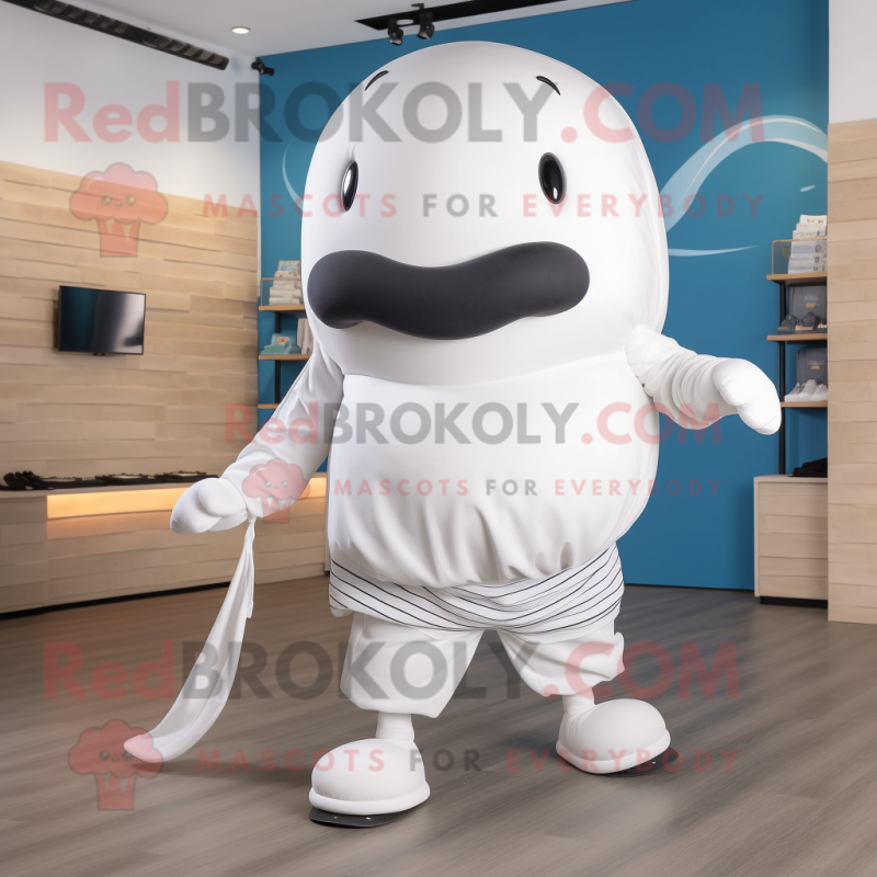 White Whale mascot costume character dressed with a Joggers and Hairpins White Whale mascot costume character dressed with a Joggers and Hairpins