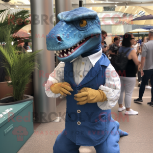 nan Allosaurus mascot costume character dressed with a Oxford Shirt and Watches