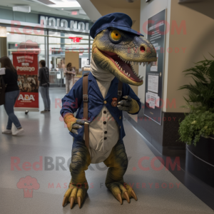 nan Allosaurus mascot costume character dressed with a Oxford Shirt and Watches