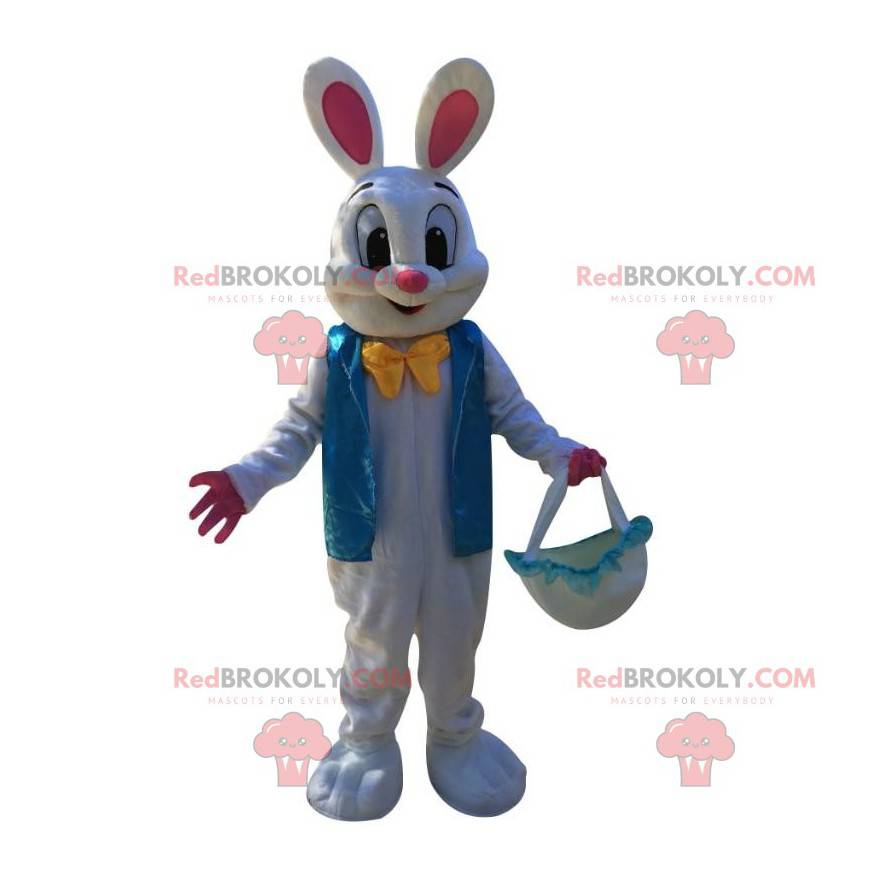 Easter bunny mascot, very elegant white rabbit costume -