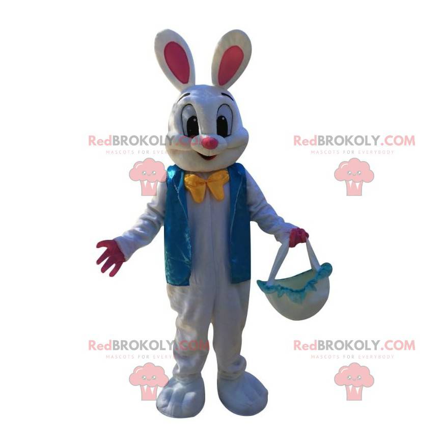 Mascotte de lapin de Pâques, costume de lapin blanc très