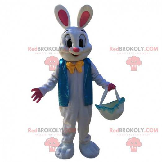 Easter bunny mascot, very elegant white rabbit costume -