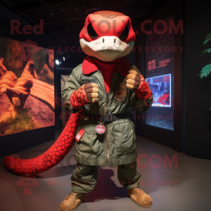 Rød Python maskot drakt...