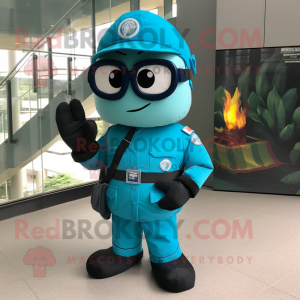 Cyan Fire Fighter mascot costume character dressed with a Biker Jacket and Reading glasses