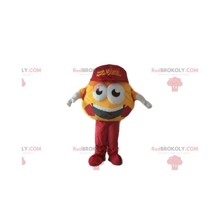 Geel voetbal mascotte, rond supporterkostuum - Redbrokoly.com Geel voetbal mascotte, rond supporterkostuum - Redbrokoly.com