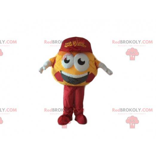 Geel voetbal mascotte, rond supporterkostuum - Redbrokoly.com