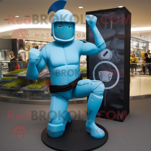 Cyan Spartan Soldier maskot...