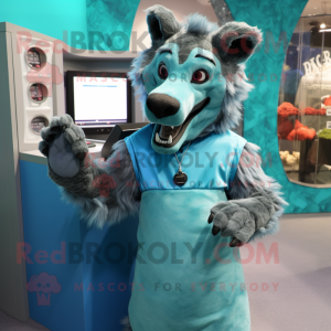 Cyan-Hyena Maskottchen...