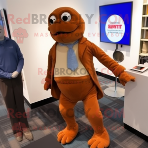 Brown Attorney mascot costume character dressed with a Turtleneck and Watches