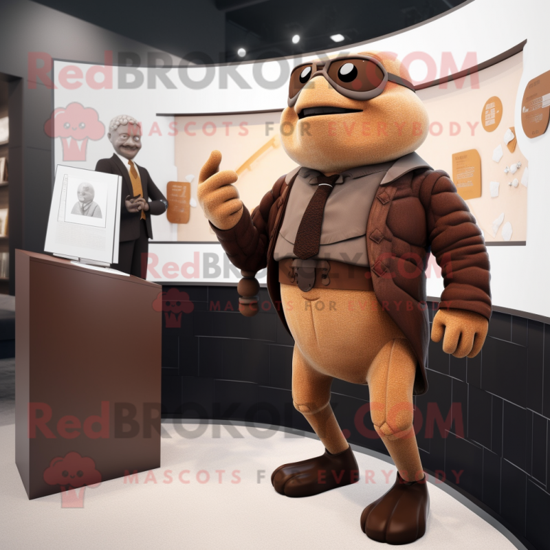 Brown Attorney mascot costume character dressed with a Turtleneck and Watches Brown Attorney mascot costume character dressed with a Turtleneck and Watches