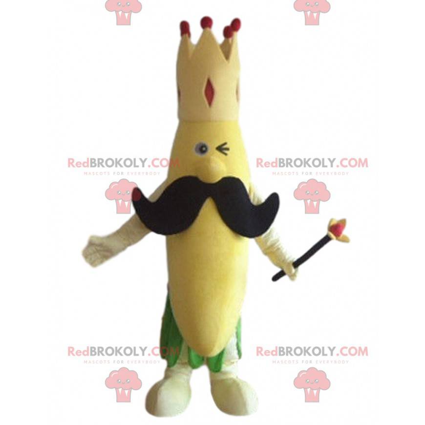 Bananemaskot med krone og stort overskæg - Redbrokoly.com