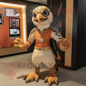 Tan Falcon mascot costume character dressed with a Leggings and Anklets