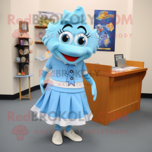 Sky Blue Cod maskot kostume...