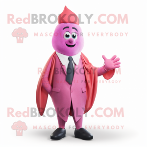 Pink Spinach mascot costume character dressed with a Suit Pants and Mittens