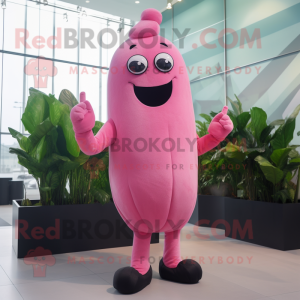 Pink Spinach mascot costume character dressed with a Suit Pants and Mittens