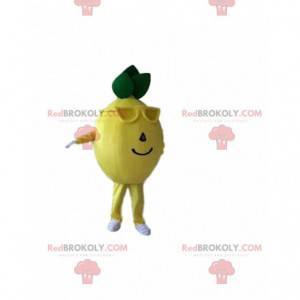 Yellow lemon mascot, citrus costume, fruit disguise -