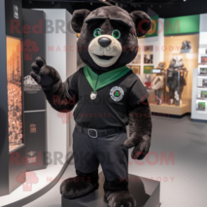Black Irish Flag mascot costume character dressed with a Henley Shirt and Lapel pins