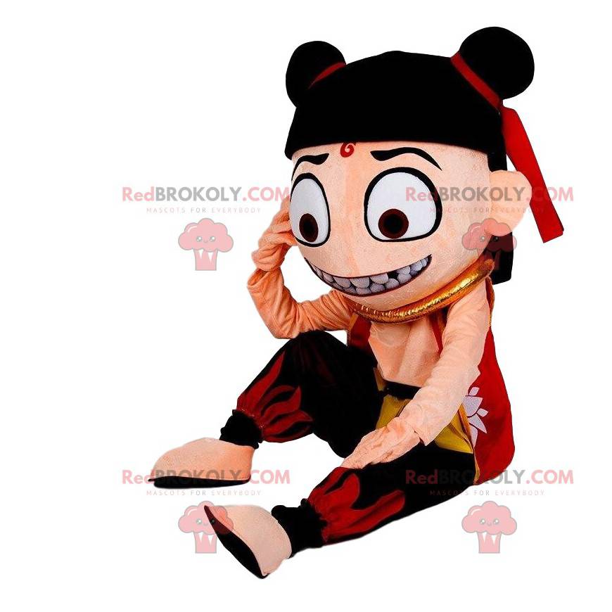 Oriental woman mascot, traditional dancer costume -