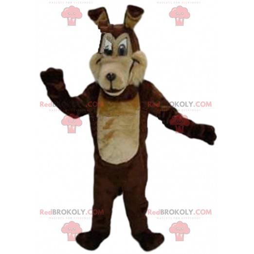 Mascotte de loup marron bicolore, costume de chien, chien loup