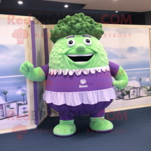 Lavender Corned Beef And Cabbage mascot costume character dressed with a One-Piece Swimsuit and Bracelets