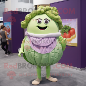 Lavender Corned Beef And Cabbage mascot costume character dressed with a One-Piece Swimsuit and Bracelets
