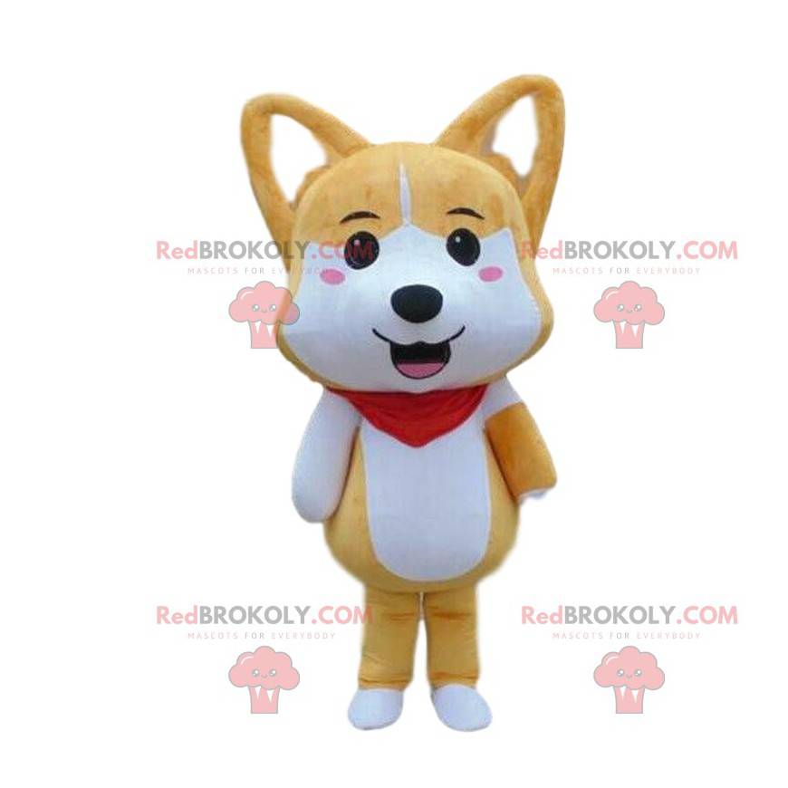 Maskot žluté a bílé štěně, kostým psa, žlutá liška - Maskot žluté a bílé štěně, kostým psa, žlutá liška -