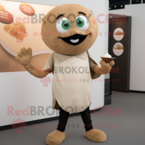 Tan Falafel mascot costume character dressed with a Henley Shirt and Cufflinks