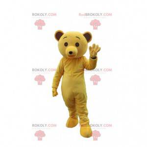 Maskot žlutý medvěd, plyšový kostým žlutého medvídka -