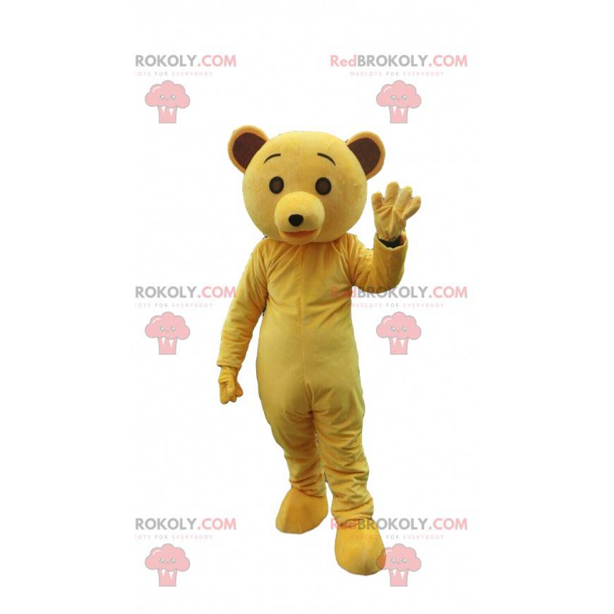 Mascotte d'ours jaune, costume nounours jaune en peluche -