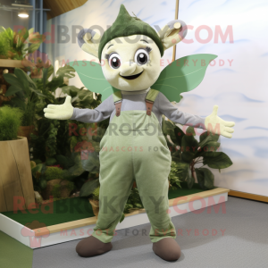 Olive Tooth Fairy mascot costume character dressed with a Dungarees and Rings