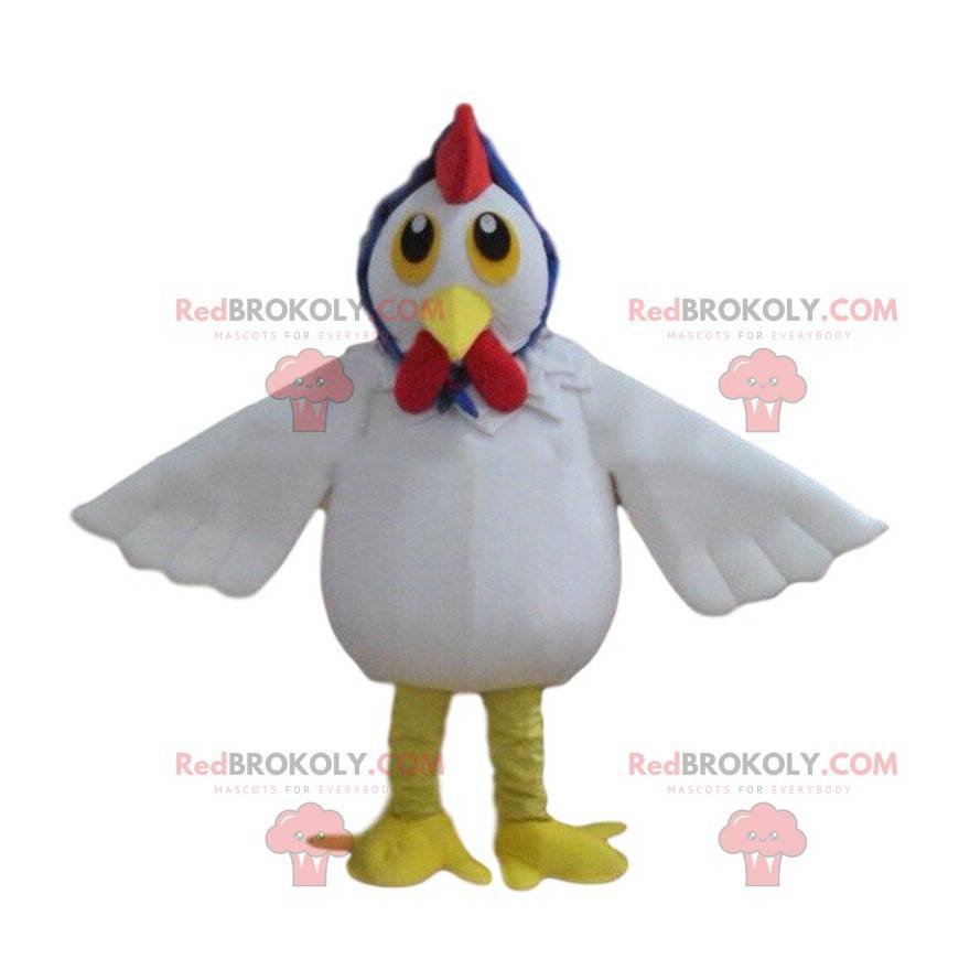 Mascotte gigante gallina bianca, costume casseruola, pollo -