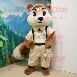 Cream Marten maskot kostume...